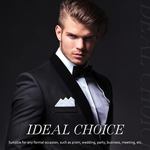 10 Pcs Pocket Squares For Men Silk Pocket Squares Suit Handkerchief For Groomsmen Wedding Party (White) #TOP4