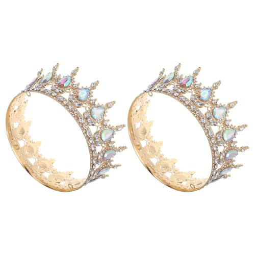 Couronnes de mariage dorées en cristaux AB d'exception pour coiffure de mariée