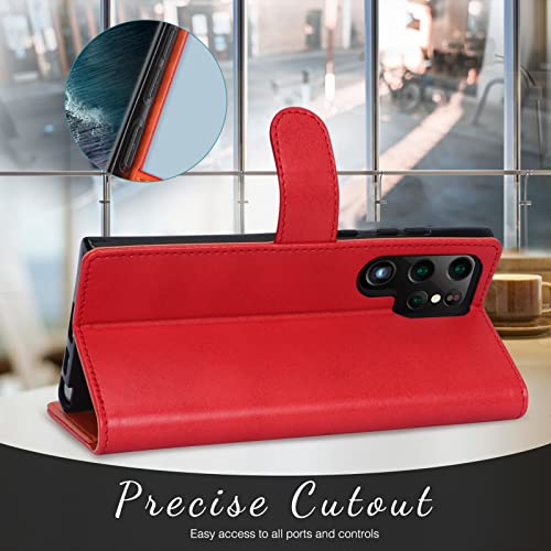 FYY capa carteira para Samsung Galaxy S22 Ultra 5G, capa carteira de couro sintético premium flip Fo