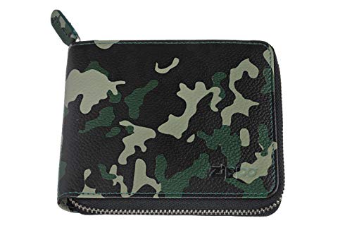 Zippo - Purse/Wallet for Women and Men, Leather, Green Camouflage, with RFID Protection, Coin Compartment, Ideal for Cards and Notes