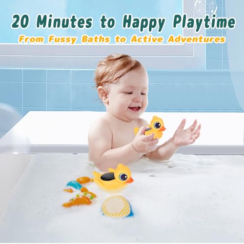 Image of Baby Bath Thermometer - Digital Floating Water Thermometer with LED Display & Color Temperature Alerts, Rechargeable Bath Toy for Infant Bathtub Safety, Newborn Bath Essentials Gift