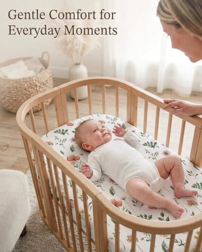 Image of Bedside Bassinet Sheets 2 Pack, 33 x 20 Fitted Bedside Sleeper Sheets, Ultra Soft Breathable Polyester, Ideal for Baby Girl or Boy and Newborns (Butterfly Garden, Bedside Sleeper Sheet)