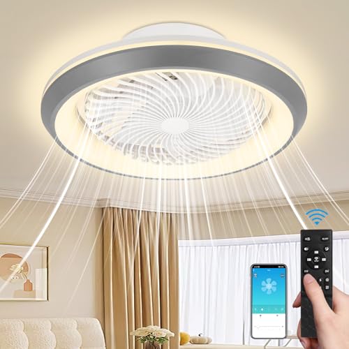 Bellanny Ventilador Techo con Luz 49C| 75W Lampara de techo con Ventilador, 3000K-6500K Dimmable Plafon LED, 360° Rotación,6 Velocidades,Tempor,Silencioso, Ceiling light with Fan para Dormitorio Salon