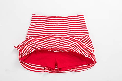 Unacoo 2 Packs 100% Cotton Tiered Ruffle Skirt With Elastic Waistband For Girls(Red/White+Black, M(7-8 Years)) #TOP3