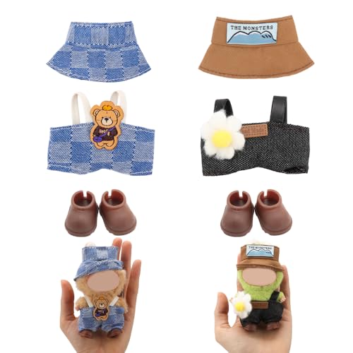 WALLFID Mini Doll Clothes for 10cm Dolls, Fashion Outfits & Accessories Set – Compatible with Pin for Love Series – Mix & Match for Dress-Up, Display, Role Play & Photos (No Doll) (Denim Garden)