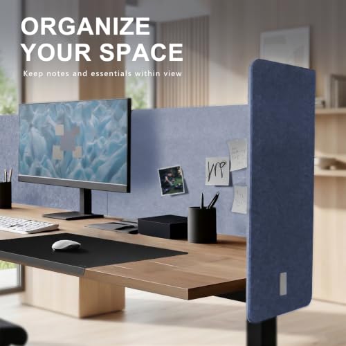 Image of Desk Privacy Panel,2PCS L-Shaped Clamp-On Office Desk Divider,2-in-1 Acoustic Desktop Partition Or Under Desk Modesty Panel,for Office,Home,Felt (Dark Blue /Light Blue, 47.2 inch x 18.7 inch)