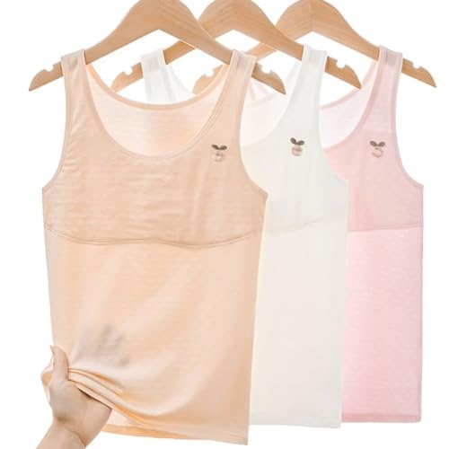 Girls Tank Top Stretch Sleeveless Undershirts Camisole with Bralette Bra for 7-12 Years3