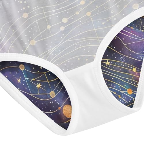 Toddler Panties, Galaxy Planet Purple Cotton Underwear Girls, 2T–8 Years4