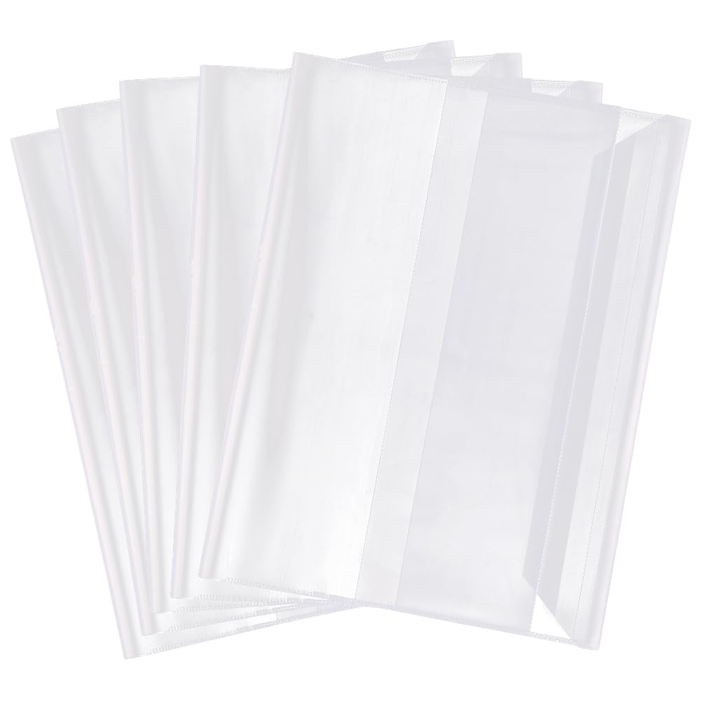 GORGECRAFT 10Pcs Plastic Book Covers Clear 21.5 x 15.8cm Waterproof Transparent Book Sleeve with Self-Adhesive Strip Document Paper Protector for Notebook Textbook Paperbacks School Office