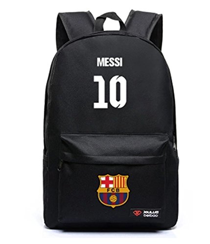 Leplay Fc Barcelona Messi #10 Backpack Schoolbag Soccer World (Black)