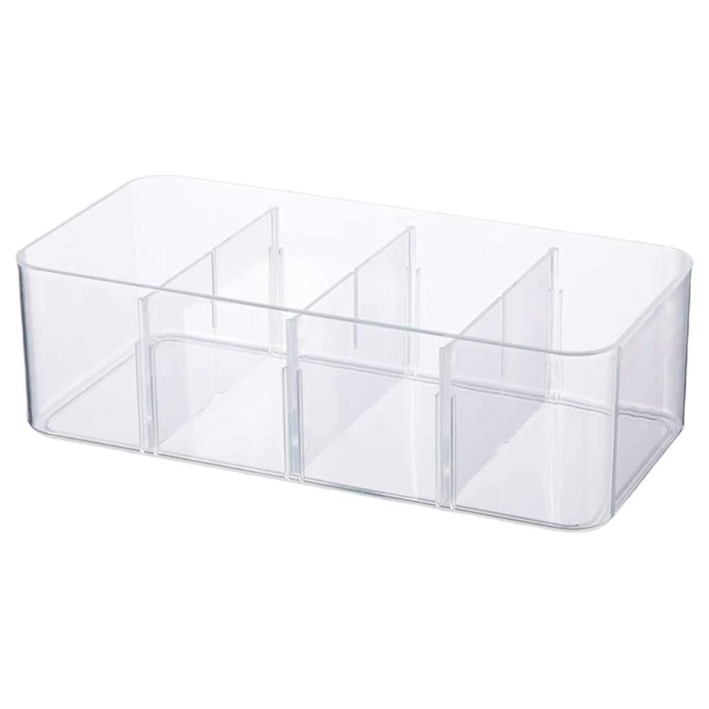 BEIDUOYANG Transparent Acrylic Underwear Drawer Organizer Box 4/8 Grids Compartment Divided Closet Storage Bin Stackable Shelf For Socks Bras Ties Closet Storage Bin Stackable Shelf