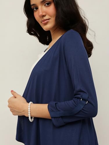 Image of ESPRESSO Women 100% Viscose Full Sleeve Foldable Waterfall Shrug