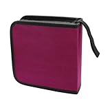 LHDOS Car CD Case, 40 Capacity DVD Disc Storage Binder Wallet, Portable Hard Plastic CD Organizer, Zipper Protective CD Case Holder for Home, Car, Travel, Office (Purple)