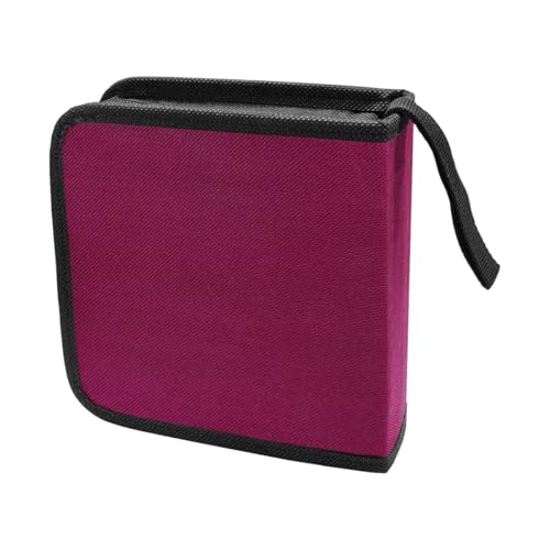 LHDOS Car CD Case, 40 Capacity DVD Disc Storage Binder Wallet, Portable Hard Plastic CD Organizer, Zipper Protective CD Case Holder for Home, Car, Travel, Office (Purple)