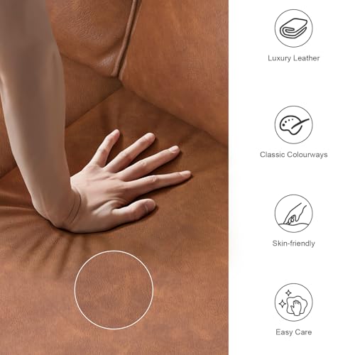 Aotumm Ciort 2-Sitzer-Sofa Modern Dick Gepolstert 2 Kissen Komfortables Leder Sofa mit 2 Staufächern für Wohnzimmer Schlafzimmer Büro Einfach zu montieren Klein