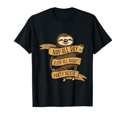 Nap All Day Sleep All Night Sloth Lover Tee Shirt