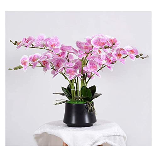 Juego de flores artificiales, flores artificiales con maceta Phalaenopsis en florero, flores falsas para decoración de sala de estar, 55 cm de altura, hermosas flores artificiales An,F (G