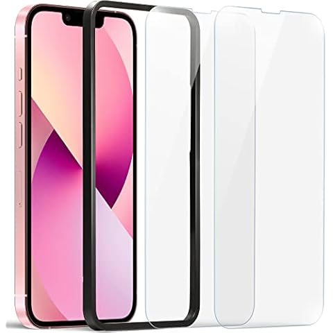 Ravol Tempered Glass Screen Protector Compatible with iPhone 13 Mini, 2-Pack 2.5D 9H Hardness Anti-Scratch Tempered Film Set with Alignment Frame Cover