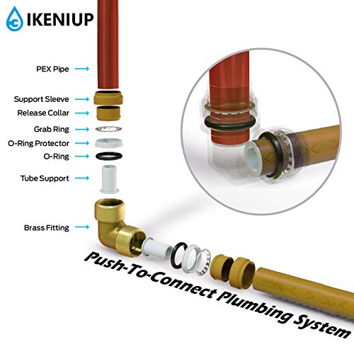 (6-Pack) 1/2-Inch Push-to-Connect Plumbing Fittings, Pushfit Straight Coupling Pipe Fitting with 1/2\" Disconnect Clip, Brass Pushfit Fittings Plumbing Pipe Connector for PEX tubing, Copper, CPVC