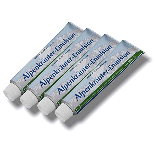 Lloyd 4 x 200 ml emulsión de hierbas alpinas, bienestar, deporte, masaje, crema, bálsamo, crema de masaje con hierbas (800 ml)