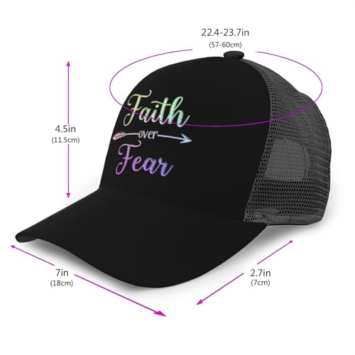 Faith Over Fear Mesh Baseball Cap - Classic Adjustable Peak Cap, Trucker Hat for Men & Women3