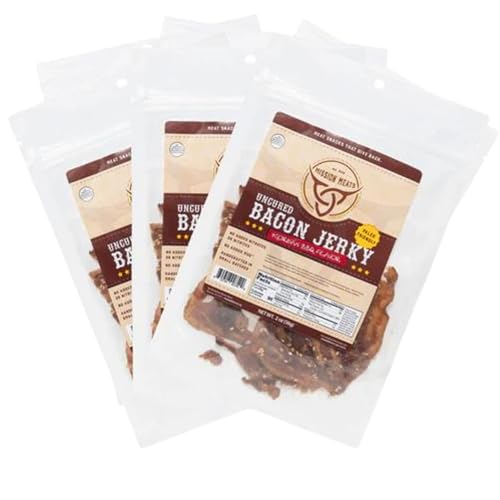 Mission Meats Delicious Uncured Korean BBQ Bacon Jerky Hand Crafted Small Batch Gluten Free MSG Free Nitrate Nitrite Free Paleo Healthy Snacks Natural Meat Sticks Beef Sticks Protein Snacks