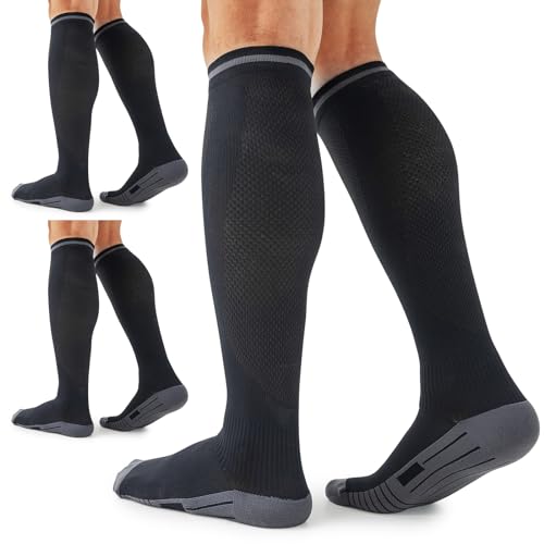Niorasen Compression Socks for Women & Men (20-30mmHg), 3 Pairs Flight Socks, Travel Socks, Compression Stockings Fit Running, Football, Flying, Medical, Prevent Varicose Veins, Promote Circulation