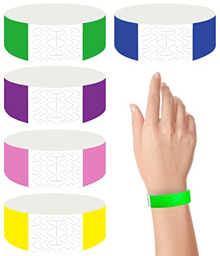 Bracelet Soirée, 100 Pièces Cbracelet Papier Événements, Weddhuis Bracelets d'Entrée Postuler à Tyvek Vip Soiree Festival Evenementiel Identification, Bracelet Securite (Couleur) Cover