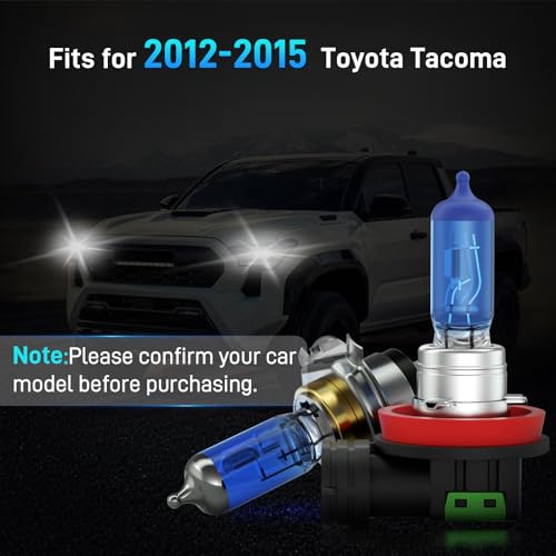 Image of XFLHEHD Fits for 2012 2013 2014 2015 Toyota Tacoma Halogen Headlight Bulbs Combo, Ultra Bright 5000K White High Low Beam Headlight Bulbs and Fog Light Bulbs, 4 Pack