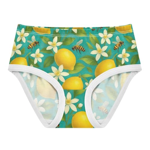 Joisal Toddler Underwear Floral 2t Cotton Panties for Girl Cartoon Briefs Girls Undies Vintage Bees Yellow Lemons Green