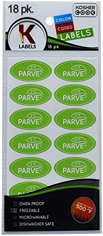 18 Parve Green Kosher Labels – Oven Proof up to 500°, Freezable, Microwavable, Dishwasher Safe, English – Color Coded Kitchen Stickers by The Kosher ...