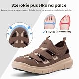 FitVille Sandały dla cukrzyków Męskie bardzo szerokie buty ortopedyczne z regulacją na rzepy Wygodne buty rehabilitacyjne dla seniorów Buty na opuchnięte stopy, Brązowy 47 EU Szerokie