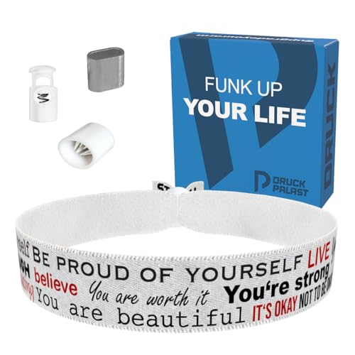 Affirmation weiß Stoffarmband - Motivationsarmband aus Satin - Wasserfest & langlebig - Positive Affirmationen - Handgemachtes Geschenk - Stilvolle Achtsamkeitsarmbänder - Empowerment
