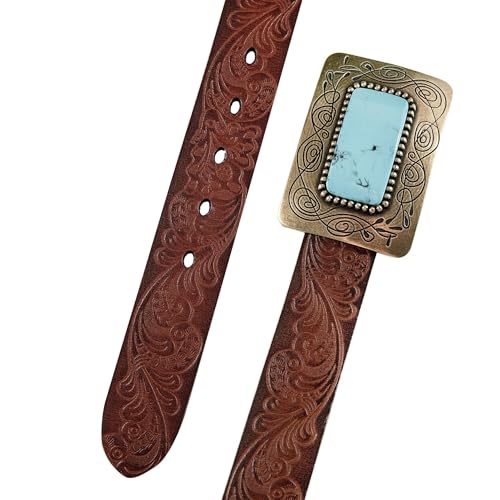Image of Lucky Brand Women's Western Leather Belt | Classic | Fashion | Vintage | Buffalo Leather | Western-Inspired