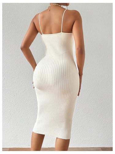 SHENHE Women's Summer Ribbed Bodycon Dress Spaghetti Strap Going Out Slip Midi Dresses3