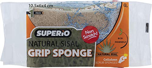 Image of Superio Non-Scratch Cellulose Sponge Scrub (12-Pack) Heavy Duty Kitchen Sponges Scrubbers with Scouring Pad (Sisle)
