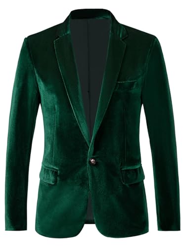 RONGKAI Chaqueta de Terciopelo para Hombre, Ajuste Delgado, para Boda, graduación, Cena, Fiesta, Verde, M