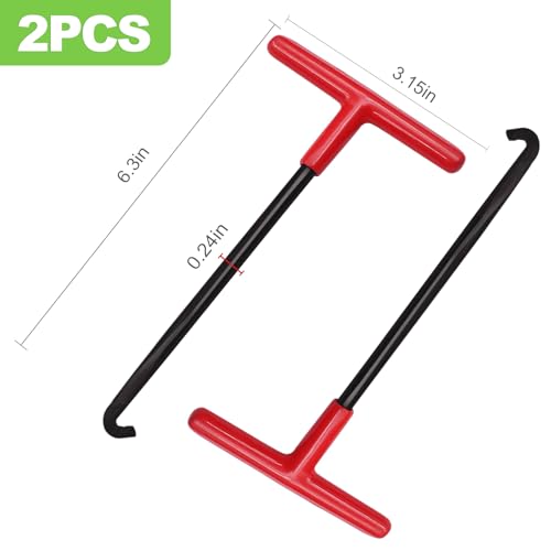 Image of 2 Pieces Exhaust Spring Puller Tool, T Handle Spring Hook Tool for Motorcycle, Dirtbike, Trampoline, and Machine Maintenance, Snowmobile Pipe Hook, Heavy Duty Spring Remover Tool