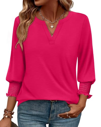 Womens Summer Tops Beach Vacation Clothes for Women 3/4 Sleeve Boho Cute Tops Womens Spring Blouses Trendy Hawaiian Shirts Valentines Day Business Casual Cruise Travel Tropical Outfits for Women 2026