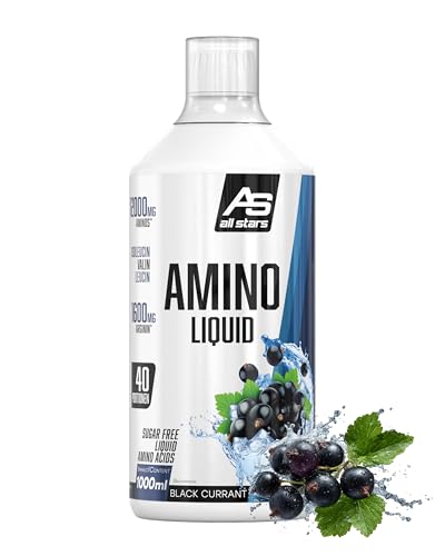 ALL STARS Amino Liquid 1L Schwarze Johannisbeere - Flüssiger Aminosäuren Komplex hochdosiert 12.000mg mit EAAs & BCAAs, Mit 12g Protein pro Portion, Nahrungsergänzungsmittel für Sportler