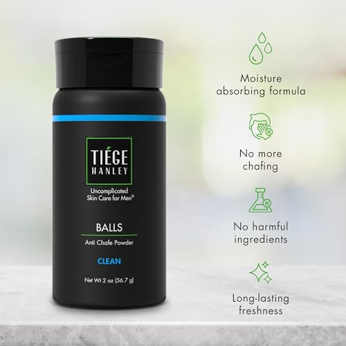 Image of Tiege Hanley Anti Chafe Powder for Men, Cooling Body Powder Deodorant for Foot, Thigh and Groin, Fresh Moisture Control With Eucalyptus and Spearmint, Clean Scent, Men's Skin Care, 2 Oz, 2 Pack
