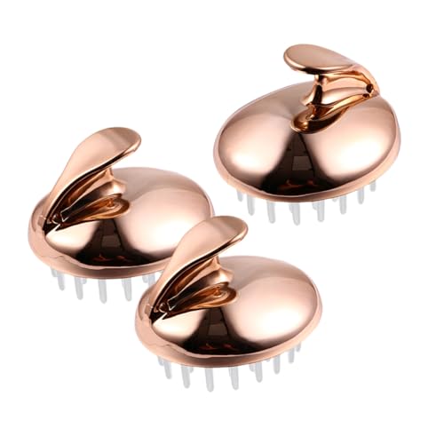 Beaupretty 3stücke Kopfhautmassagekamm mit Griff Haarpeeling für Dusche zur Kopfhautpflege Geeignet für Reise Runde Bürste für Sanfte Massage
