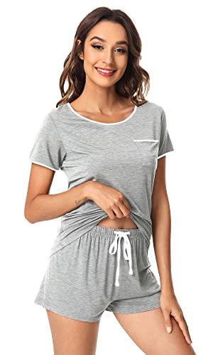 Image of WiWi Viscose from Bamboo Pajamas Set for Women Super Soft Short Sleeve Cooling Summer Plus Size Pjs Sets Sleepwear S-4X