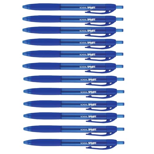 School Smart Bolígrafos retráctiles de tinta híbrida azul x12 miniatura 3