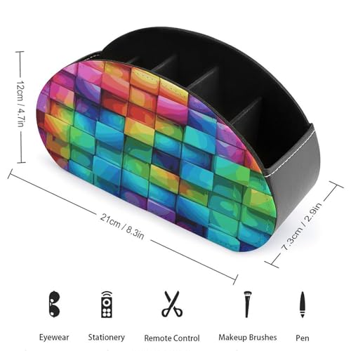 Support de télécommande en cuir arc-en-ciel à 5 compartiments pour table