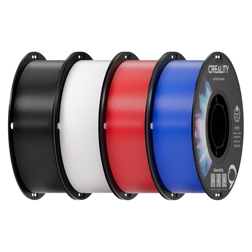Image of Creality PETG Filament 1.75mm, 3D Printer Filament, Excellent Toughness High Precision, Odorless Non-Toxic Moistureproof, Accuracy + /- 0.02mm, 4 Pack-1kg (Black, White, Blue, Red)