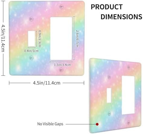 CORENEST Decorative Outlet Covers Pastel Rainbow 2 Gang Light Switch Cover Plate Single Toggle 1 Rocker Wall Plates for Electrical Outlets Switch Plate Covers for Bedroom Kitchen Home Decor - 3