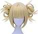 ANOGOL Hair Cap+613 Blonde Wigs Anime Cosplay Wigs Short Wavy Synthetic Hair With Bangs Fringe Hairstyles For Lolita Party Blonde Costume Wig For Halloween Party Cosplay Wigs