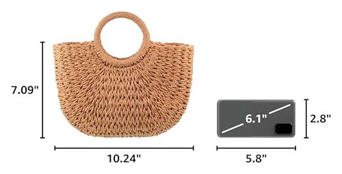 Image of Frienda Straw Tote Bag Summer Beach Bag Handmade Straw Rattan Woven Handbag for Women Travel