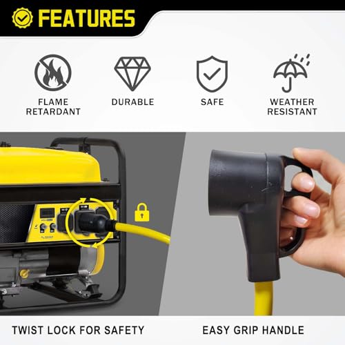 Image of 4 Prong Twist Lock 30 Amp to 50 Amp RV Adapter Cord 240V, NEMA L14-30P Locking Male to 14-50R Female for Tesla EV